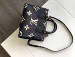 ONTHEGO TOTE 25 IN BLACK AND OFF WHITE MONOGRAM EMPREINTE