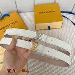 LV 30 MM BELTS IN WHITE AND PINK PASTEL CALFSKIN SILVER HARDWARE