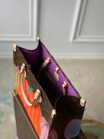 LV x YK ONTHEGO 35 IN BROWN MONOGRAM COATED CANVAS AND CALFSKIN PUMPKIN PATTERN