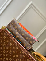 LV x YK ONTHEGO 25 IN BROWN MONOGRAM COATED CANVAS AND CALFSKIN PUMPKIN PATTERN