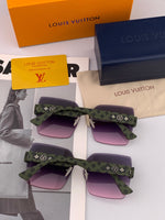 SQUARE SUNGLASSES L1294 IN GREEN ACETATE PURPLE LENSES