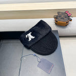 KNITTED BEANIE HAT IN BLACK WOOL AND RABBIT FUR 413353