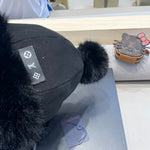 BEANIE HAT IN BLACK WOOL AND COTTON 419744
