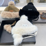 BEANIE HAT IN BROWN WOOL AND COTTON 419745