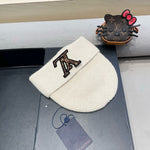 KNITTED BEANIE HAT IN BEIGE FLEECE AND WOOL 426207