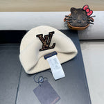 KNITTED BEANIE HAT IN BEIGE FLEECE AND WOOL 426207