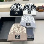 KNITTED BEANIE HAT IN BROWN MIX BEIGE WOOL AND RABBIT FUR 426244