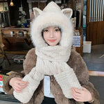 BEANIE HAT IN ALMOND BEIGEWOOL AND LAMB FUR 435075