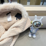 BEANIE HAT IN ALMOND BEIGEWOOL AND LAMB FUR 435075