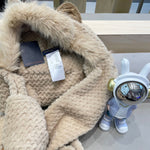 BEANIE HAT IN COSMIC LATTE BEIGEWOOL AND LAMB FUR 435073
