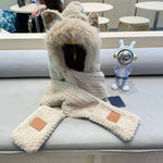 BEANIE HAT IN COSMIC LATTE BEIGEWOOL AND LAMB FUR 435073