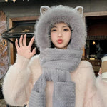 BEANIE HAT IN GRAY WOOL AND LAMB FUR 435074