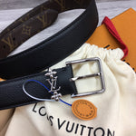 LV BLOOM 30MM BELT BLACK CALFSKIN SILVER HARDWARE