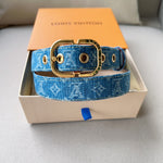 LV30MM BELT LIGHT BLUE MONOGRAM DENIM GOLD HARDWARE