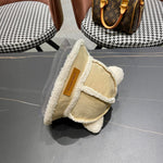 FISHERMAN HAT WITH CUTE CAT EARS IN BEIGE VELVET AND LAMB FUR 414690