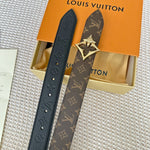 LV FLOWERGRAM 30MM REVERSIBLE BELT IN BLACK EMBOSSED CALFSKIN GOLD HARDWARE