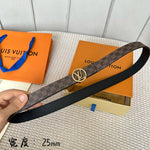 LV CIRCLE 25MM REVERSIBLE BELT IN BROWN DAMIER CALFSKIN GOLD HARDWARE