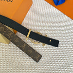 LV MEDIUM 25 MM BELT IN BLACK CALFSKIN GOLD HARDWARE