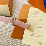 PRETTY LV 30MM REVERSIBLE BELT IN LIGHT PINK CALFSKIN GOLD HARDWARE