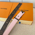 PRETTY LV 30MM REVERSIBLE BELT IN LIGHT PINK CALFSKIN BLACK HARDWARE
