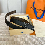 PRETTY LV 30MM REVERSIBLE BELT IN BLACK CALFSKIN BLACK HARDWARE
