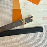 PRETTY LV 30MM REVERSIBLE BELT IN BLACK CALFSKIN GOLD HARDWARE
