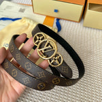 LV S-LOCK BELT 20 MM TAUPE BROWN MONOGRAM AND BLACK CALFSKIN GOLD HARDWARE
