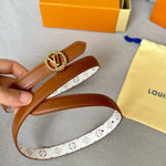 LV S-LOCK BELT 20 MM IN BRONZE BROWN CALFSKIN AND CIRCLE GOLD HARDWARE