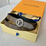 LV S-LOCK BELT 20 MM IN BLACK CALFSKIN AND CIRCLE SILVER HARDWARE