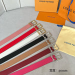 LV BLOOM 30MM BELT IN ROSE RED CALFSKIN GOLD HARDWARE