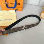 LVMINI FLOWERGRAM 30MM REVERSIBLE BELT IN BLACK CALFSKIN SILVER HARDWARE
