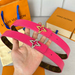 LVMINI FLOWERGRAM 30MM REVERSIBLE BELT IN BRIGHT PINK CALFSKIN GOLD HARDWARE