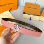 LVMINI FLOWERGRAM 30MM REVERSIBLE BELT IN BLUSH PINK CALFSKIN SILVER HARDWARE