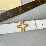 LVMINI FLOWERGRAM 30MM REVERSIBLE BELT IN WHITE CALFSKIN GOLD HARDWARE