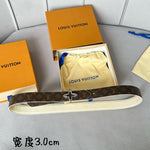 LVMINI FLOWERGRAM 30MM REVERSIBLE BELT IN WHITE EMBOSSED CALFSKIN SILVER HARDWARE