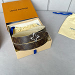 LVMINI FLOWERGRAM 30MM REVERSIBLE BELT IN WHITE EMBOSSED CALFSKIN SILVER HARDWARE