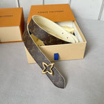 LVMINI FLOWERGRAM 30MM REVERSIBLE BELT IN WHITE EMBOSSED CALFSKIN GOLD HARDWARE