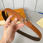 LVMINI FLOWERGRAM 30MM REVERSIBLE BELT IN BRONZE BROWN EMBOSSED CALFSKIN SILVER HARDWARE