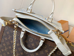 LV 25S ONTHEGO EAST WEST BAG 25 IN WHITE BLUE CALFSKIN MONOGRAM EMPREINTE