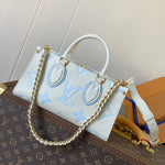 LV 25S ONTHEGO EAST WEST BAG 25 IN WHITE BLUE CALFSKIN MONOGRAM EMPREINTE