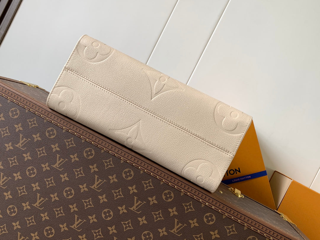 ONTHEGO 35 IN LIGHT BEIGE MONOGRAM CALFSKIN