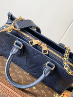 LV 25S ONTHEGO EAST WEST BAG 25 IN NAVY BLUE CALFSKIN MONOGRAM EMPREINTE