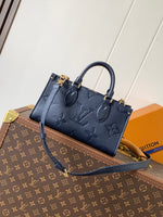 LV 25S ONTHEGO EAST WEST BAG 25 IN NAVY BLUE CALFSKIN MONOGRAM EMPREINTE