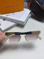SQUARE SUNGLASSES 581359 IN IVORY ACETATE EMBOSSED MONOGRAM LOGO