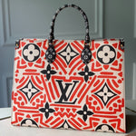 LV CRAFTY ONTHEGO GM CREAM AND RED MONOGRAM GIANT CANVAS
