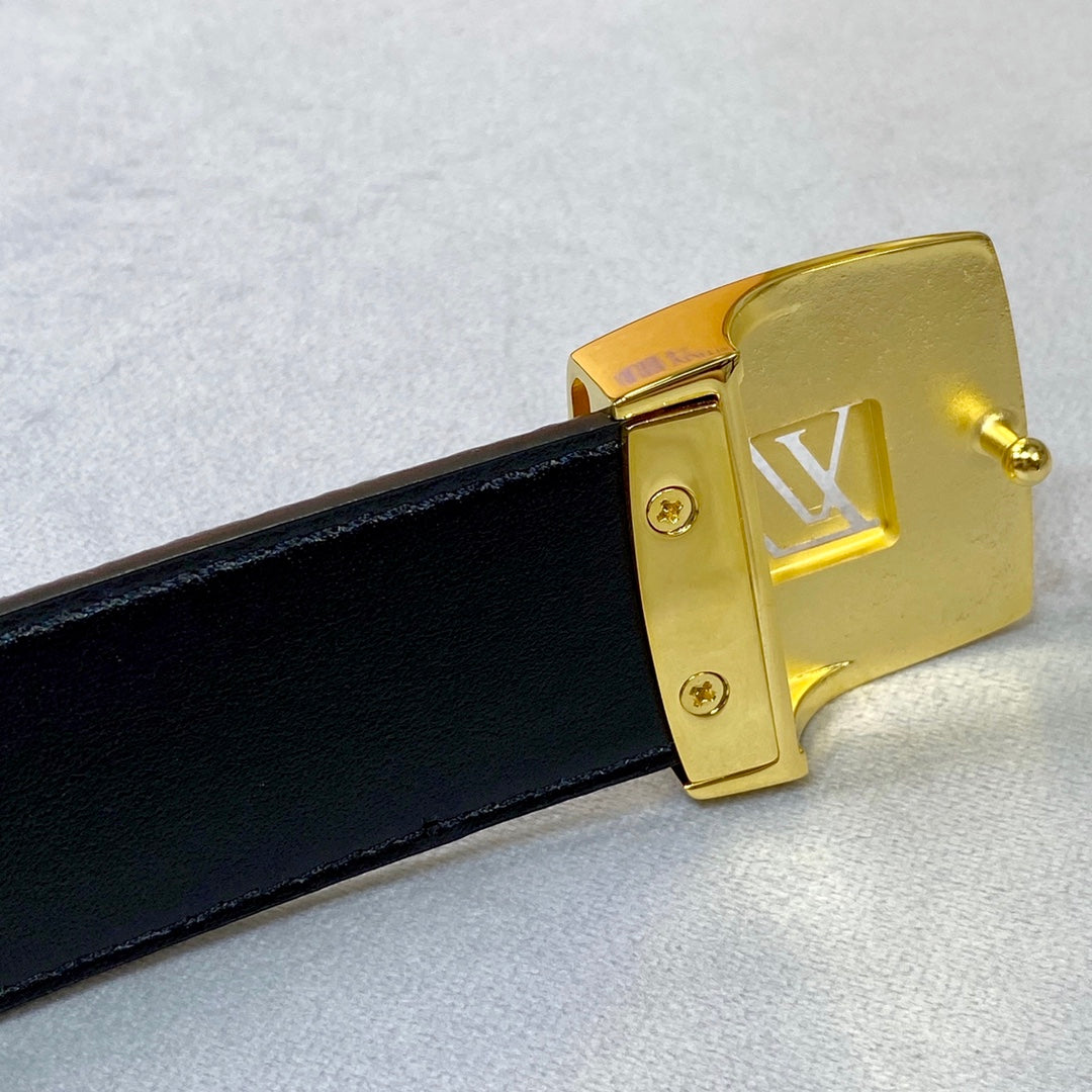LV 35 MM BELT MULTICOLOR MIX BLACK MONOGRAM CALFSKIN GOLD HARDWARE