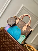 LV x YK ONTHEGO 25 IN BROWN MONOGRAM COATED CANVAS AND CALFSKIN PUMPKIN PATTERN