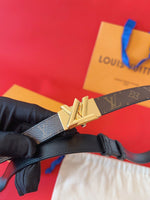 LV GO-14 20MM BELT IN BROWN MONOGRAM CALFSKIN GOLD HARDWARE