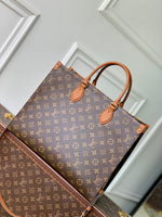 ONTHEGO ORGANIZER 37 IN BROWN COATED CANVAS AND CALFSKIN