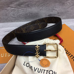 LV BLOOM 30MM BELT BLACK CALFSKIN GOLD HARDWARE